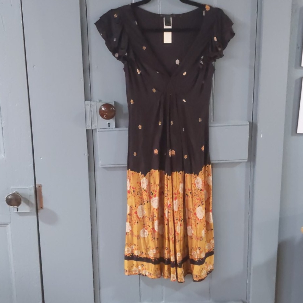 MNG silky bohemian shift midi